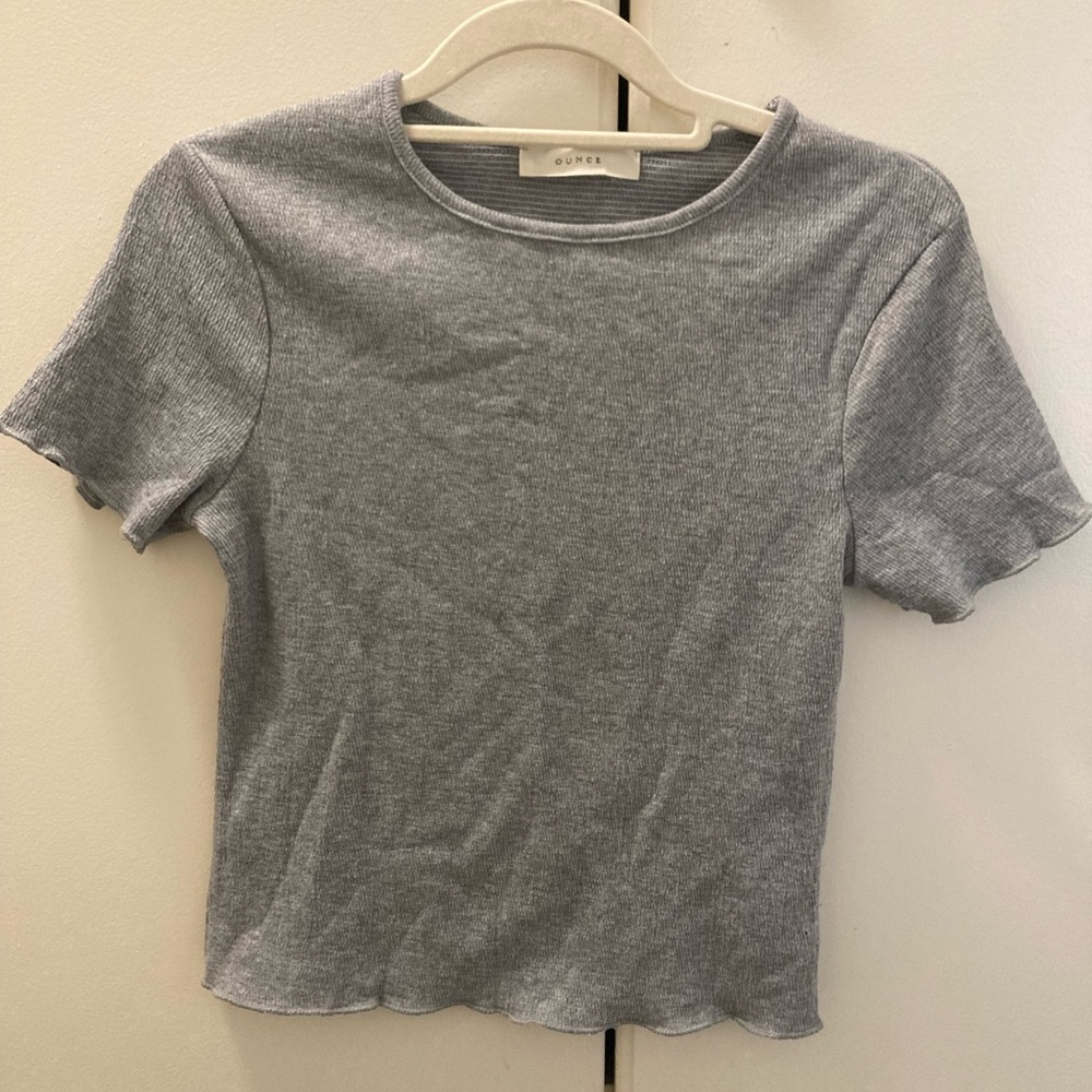 Chic Gray Short Sleeve Women's Top